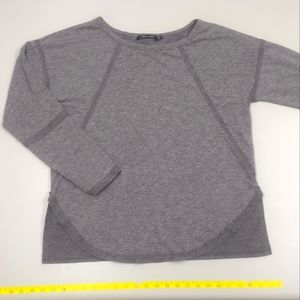 Doe & Rae Raw Seam Long Sleeve Top in cool gray